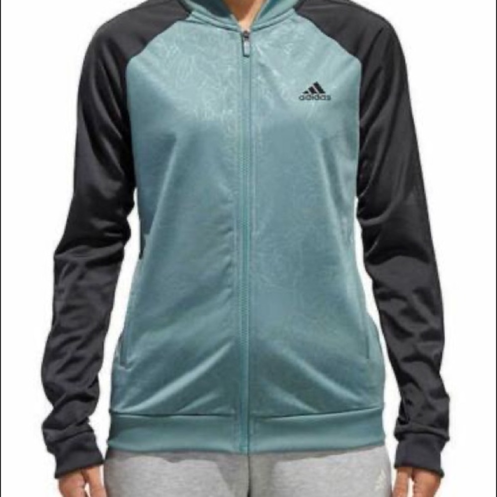 Adidas Teal Full ZIP Floral Jacket Size Large